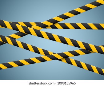 Black and yellow caution lines isolated. Realistic warning tapes. Danger signs. Vector background.