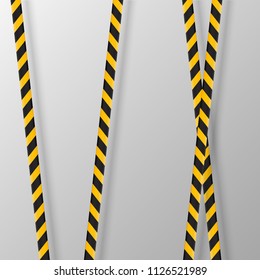 Black and yellow caution lines isolated. Realistic warning tapes. Danger signs. Vector background.