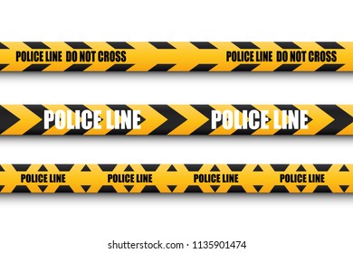 Black and yellow caution lines isolated. Realistic warning tapes. Danger signs. Vector background.