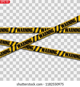 Black and yellow caution lines isolated. Realistic warning tapes. Danger signs. Vector background.