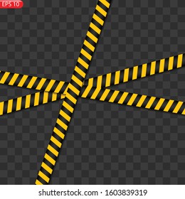 Black and yellow caution lines isolated. Realistic warning tapes. Danger signs. Vector background.