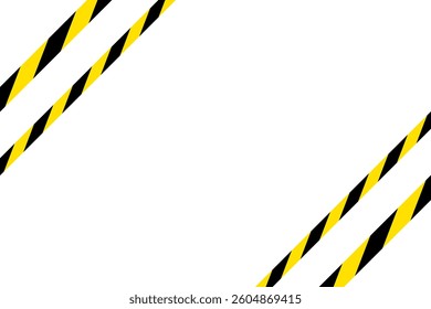 Black and Yellow Caution Tape Isolated on White Background. Warning Line.  Vector Illustration