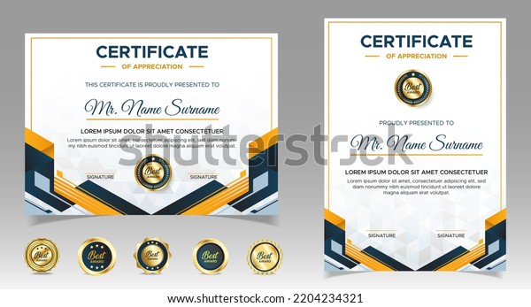 Black Yellow Certificate Achievement Border Template Stock Vector ...