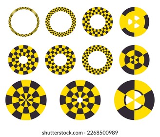 Black And Yellow Check Pattern Dart Board Circle