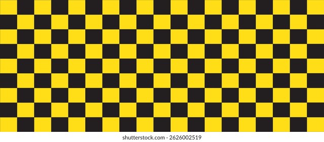 Black and yellow checkered pattern, Checkerboard seamless pattern, vector