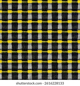 Black and yellow checkered pattern, grunge lines ikat pattern, striped seamless pattern, Vector illustration background for print the paper.