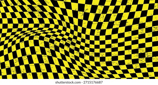 Black and yellow chess pattern. Checkerboard seamless vector illustration. Abstract checkered checkerboard for game. Grid geometric rectangle shape. Race flag. Retro mosaic floor.