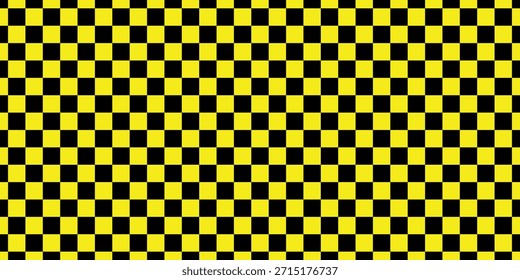 Black and yellow chess pattern. Checkerboard seamless vector illustration. Abstract checkered checkerboard for game. Grid geometric rectangle shape. Race flag. Retro mosaic floor.