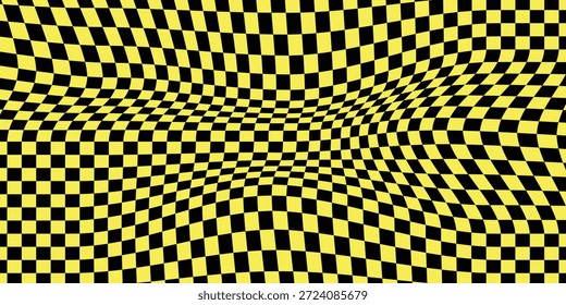 Patrón de ajedrez negro y amarillo. Ilustración vectorial sin fisuras de tablero de ajedrez. Abstractas tablero de ajedrez a cuadros para el juego. Forma de rectángulo geométrico de rejilla. Bandera de la raza. Suelo de mosaico retro.