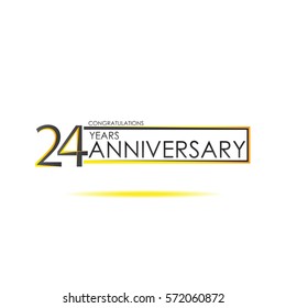 black and yellow color elegant 24 years anniversary. lines vector design for family, shop, business, company, or various event. dual color rectangle. futuristic vector design
