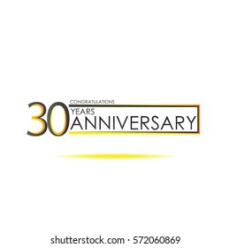 black and yellow color elegant 30 years anniversary. lines vector design for family, shop, business, company, or various event. dual color rectangle. futuristic vector design