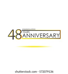 black and yellow color elegant 48 years anniversary. lines vector design for family, shop, business, company, or various event. dual color rectangle. futuristic vector design