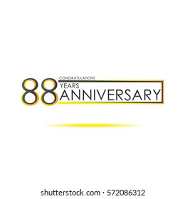 black and yellow color elegant 88 years anniversary. lines vector design for family, shop, business, company, or various event. dual color rectangle. futuristic vector design