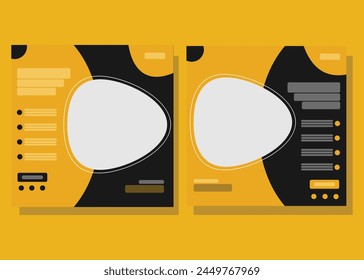 Black and yellow color social media post template for social networks. Design cover for business, corporate, finance, food, beauty, fashion, sports, jogging without images.