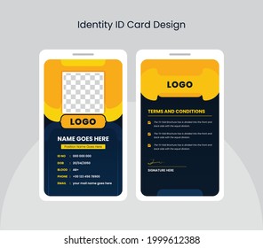 color negro y amarillo Abstract tarjetas de identificación diseño de plantillas de diseño de tema frontal y posterior para material de empleado de negocios estacionario de identidad