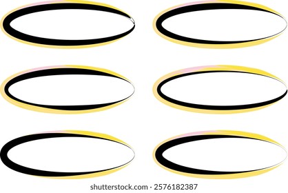 black yellow colorful abstract thick ellipses set vector