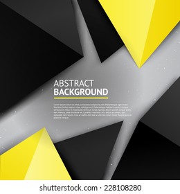Black and yellow colorful abstract vector triangle background, modern style template for cover  or banner design 