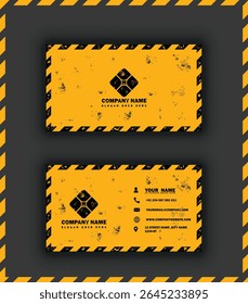 Black and Yellow Colors Corporate Business Card Print Template. Personal Visiting Card with company Logo. Clean Flat Design. Vector Illustration.