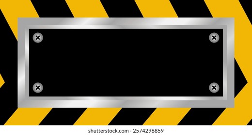 Black yellow construction background. Free copyspace area design. Template for banner, poster, social media, web.