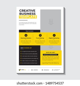 Black and Yellow contrast corporate business construction flyer multipurpose template