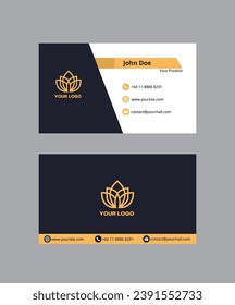Black Yellow Corporate Business Card. Vector Modern Creative and Clean Business Card Template. Dark Modern Business Card Design Template. Creative and Clean Vector Business Card. 