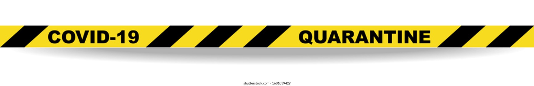 Black and yellow covid-19 tape with a transparent shadow. Quarantine Warning. Eps with transparent background.