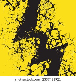 Black and yellow cracked background with many different elements