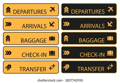 black and yellow departures and arrivals sign	