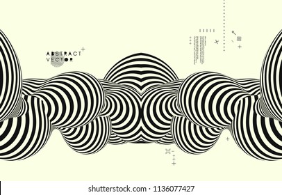 Black and yellow design. Pattern with optical illusion. Abstract 3D geometrical background. Vector illustration.