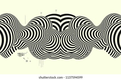 Black and yellow design. Pattern with optical illusion. Abstract 3D geometrical background. Vector illustration.