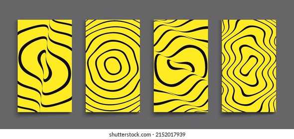 Black and yellow design. Pattern with optical illusion. The geometric background by stripes. 3d vector illustration for brochure, annual report, magazine, poster, presentation, flyer or banner.