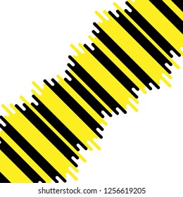 Black and yellow diagonal brush lines isolated on white background
