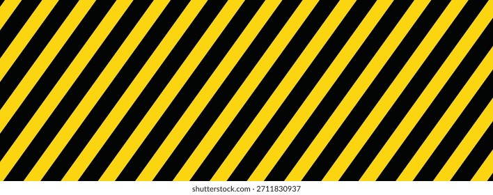 Black and yellow diagonal hazard stripes. Warning, construction, and danger seamless pattern background.