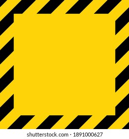 Black and yellow diagonal line striped. Blank vector illustration warning background. Hazard caution sign tape. Space for text