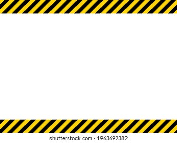 Black and yellow diagonal line striped. Blank vector illustration warning background. Hazard caution sign tape. Space for attention text .