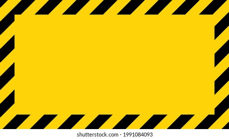 Black and yellow diagonal line striped. Blank vector illustration warning background. Hazard caution sign tape. Space for attention text .