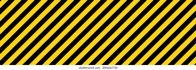 Black and yellow diagonal line striped. Blank vector illustration warning background. Hazard caution sign tape. Space for attention text .