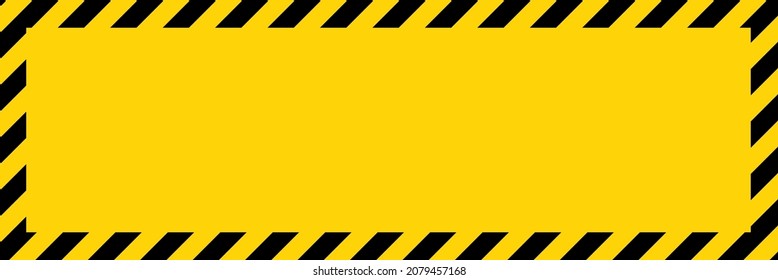 Black and yellow diagonal line striped. Blank vector illustration warning background. Hazard caution sign tape. Space for attention text .