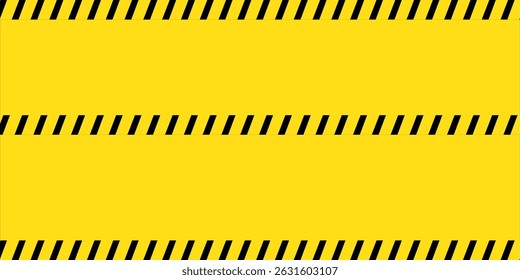 Black and yellow diagonal line striped. Blank vector illustration warning background. Hazard caution sign tape. Space for attention text eps10.