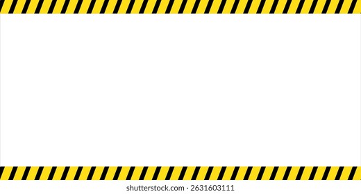 Black and yellow diagonal line striped. Blank vector illustration warning background. Hazard caution sign tape. Space for attention text .