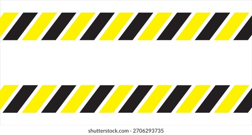 Schwarz-gelbe diagonale Linie gestreift. Leere Vektorgrafik, Warnhintergrund. Industrielle Sicherheit und Aufmerksamkeit Symbol Linie Muster eps10.