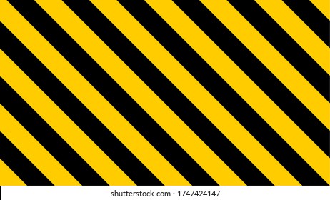 Patrón de franjas de seguridad diagonal negra y amarilla con una relación de aspecto de 16:9. Imagen vectorial.