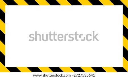 Black and Yellow Diagonal Security Stripes Pattern Warning Caution Display Frame with an Aspect Ratio of 16:9. Vector Image.