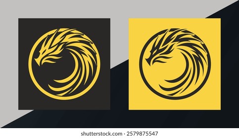 Black and Yellow Dragon Circle Logo