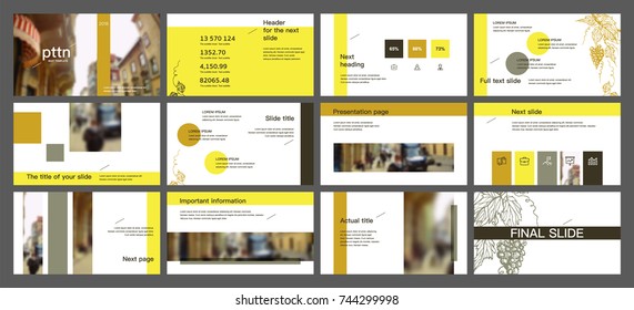 Black and Yellow elements on a white background. This template is the best as a business presentation, used in marketing and advertising, the annual report, flyer and banner