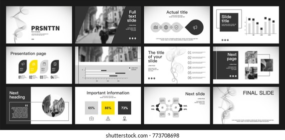 Black and Yellow elements on a white background. Smoke. This template is the best as a business presentation, used in marketing and advertising, the annual report, flyer and banner