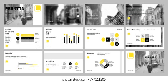 Black and Yellow elements on a white background. This template is the best as a business presentation, used in marketing and advertising, the annual report, flyer and banner