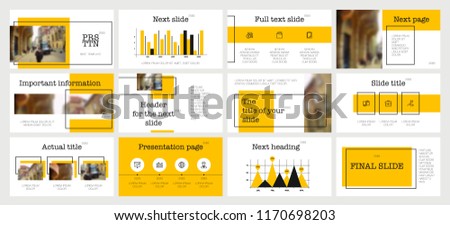 Black and Yellow elements on a white background. This template is the best as a business presentation, used in marketing and advertising, the annual report, flyer and banner 商業照片 © 