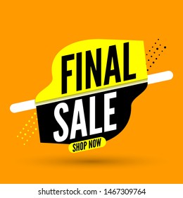 Black and yellow final sale banner with shadow and dots. Vector illustration.