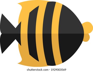 Black and yellow fish, illustration, vector on white background.